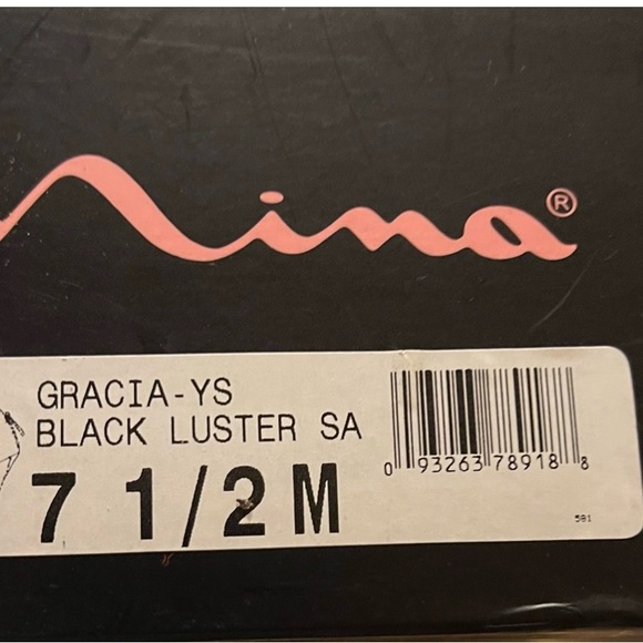 Nina Glam Formal Party Event Garcia Black Luster Satin Embellished Heels Sz 7.5 - Picture 7 of 10